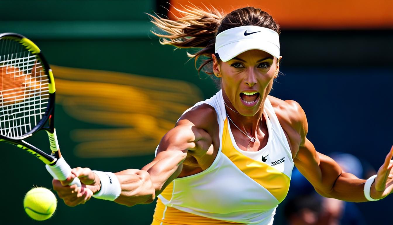 dynamic image capturing a tennis player in motion with a mot...