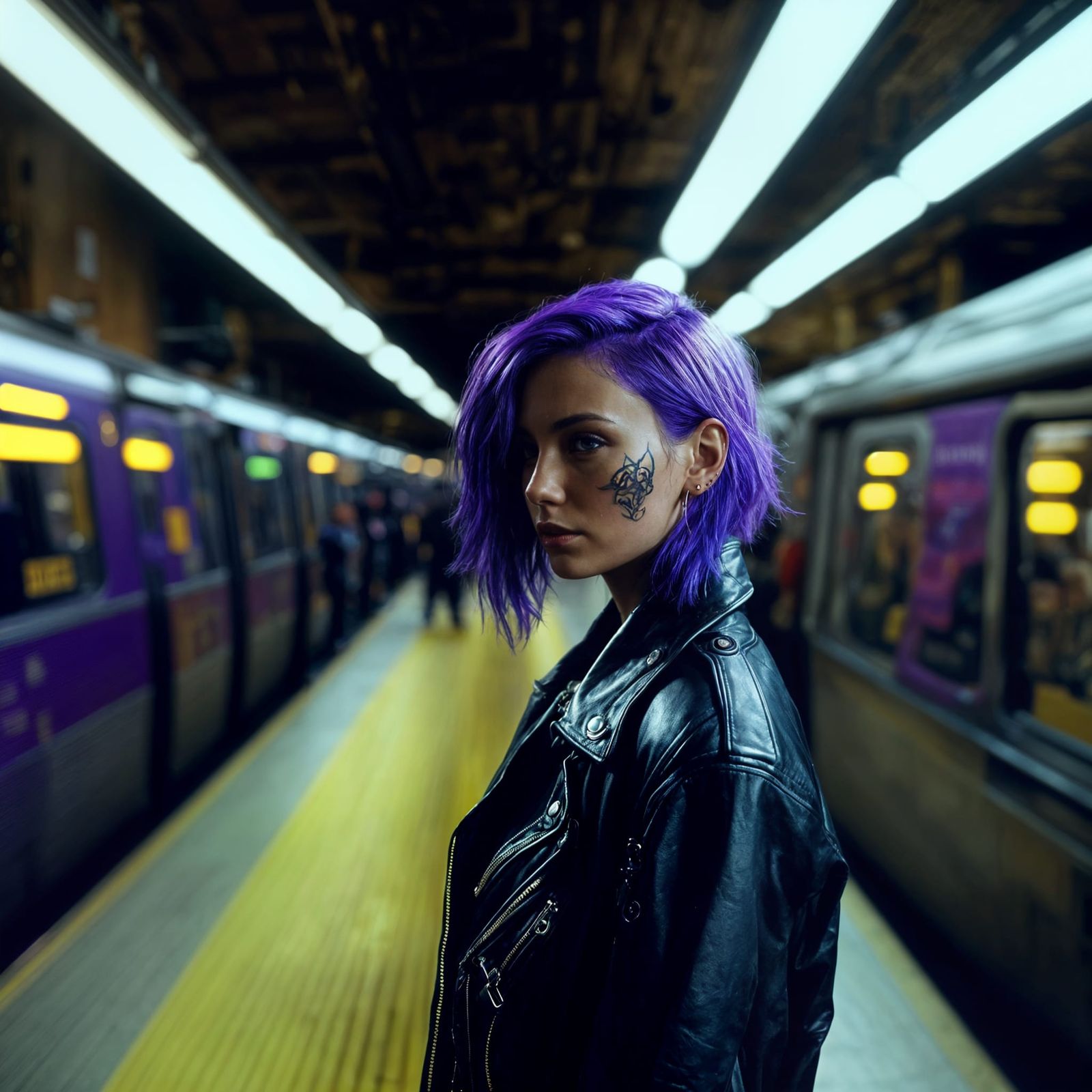 Girl in Dark Fantasy Subway Scene