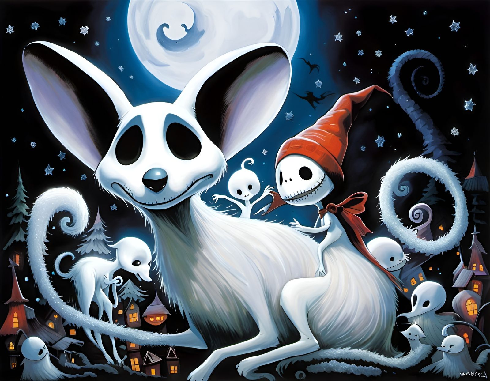 Ghostly Dog in 'Nightmare Before Christmas' Style