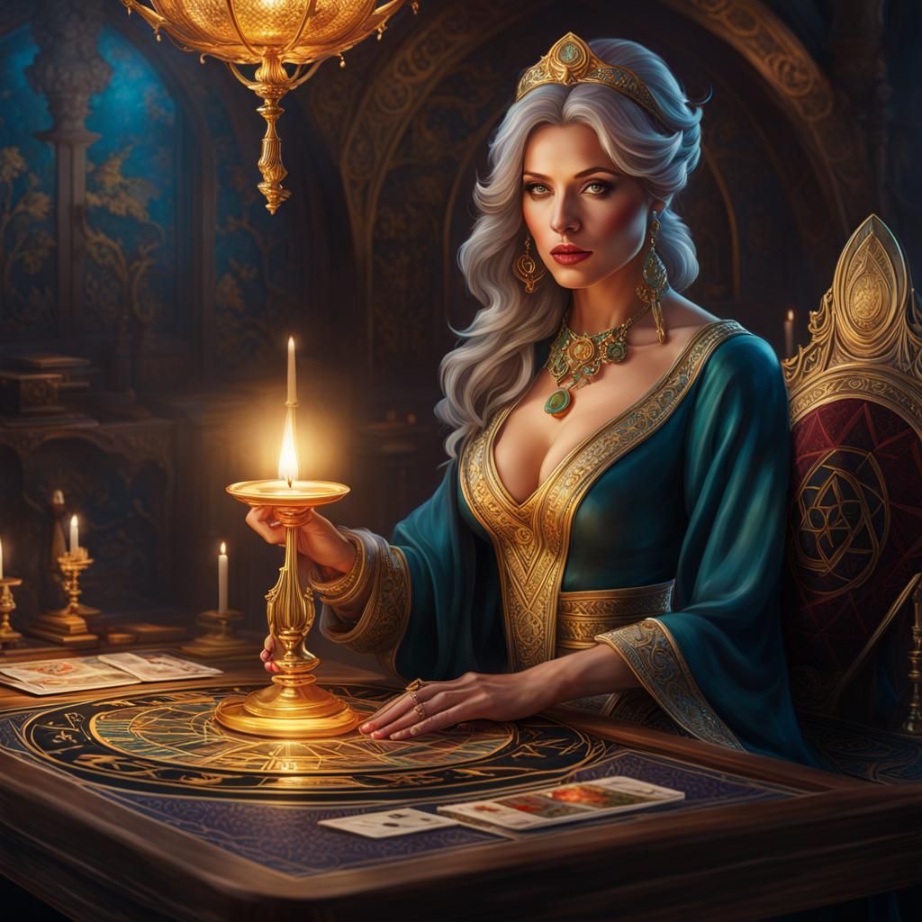 Tarot Reader Portrait with Dynamic Lighting