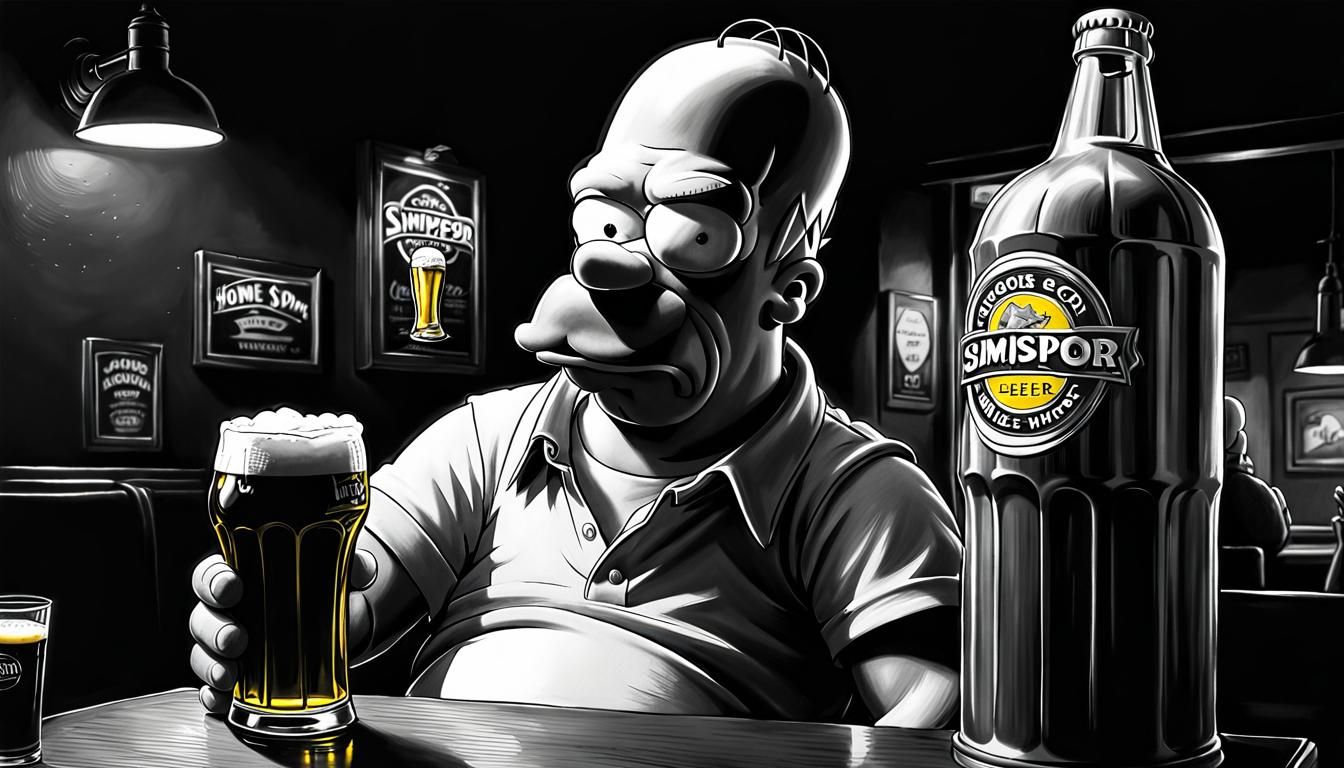 Homer Simpson in Noir: A Pencil Drawing