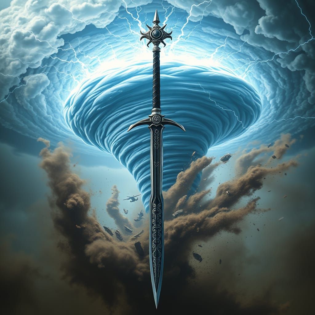 Medieval Fantasy Sword-Lance Summoning the Heavens
