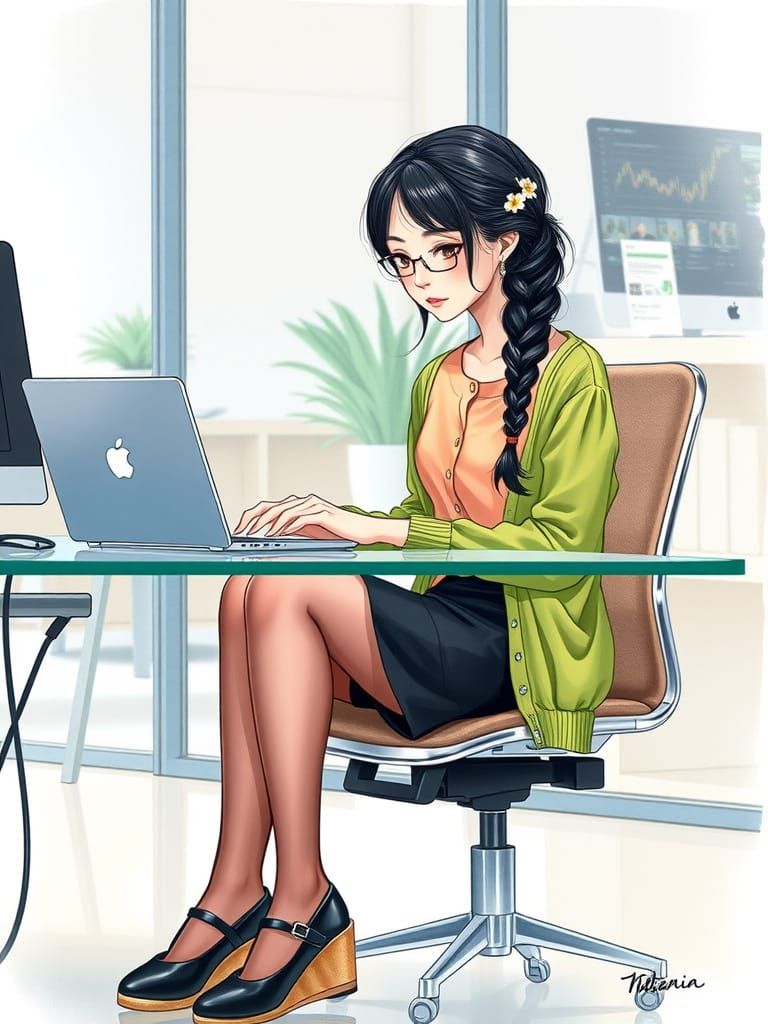 Serene Kawaii Programmer in Pastel Hues