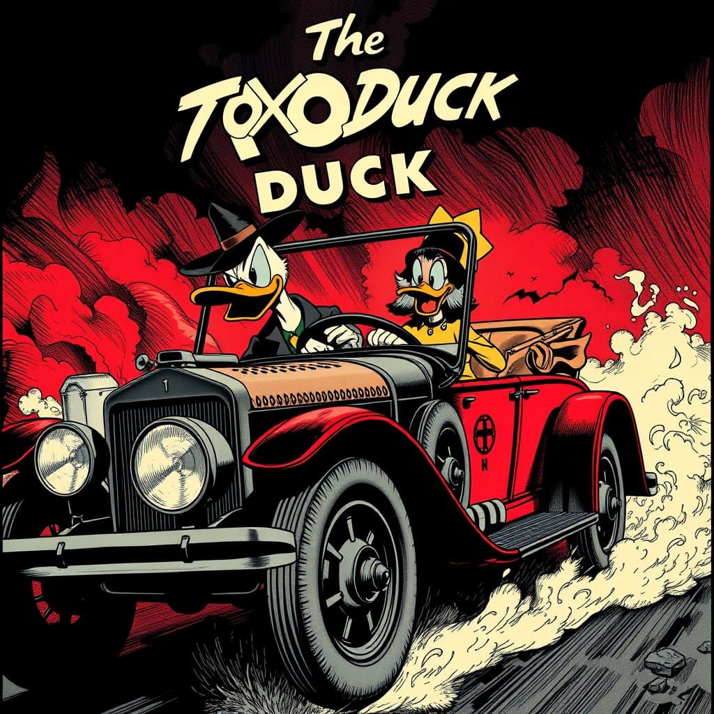 Toxic Duck and Linda Duck in Retro-Futuristic Comic