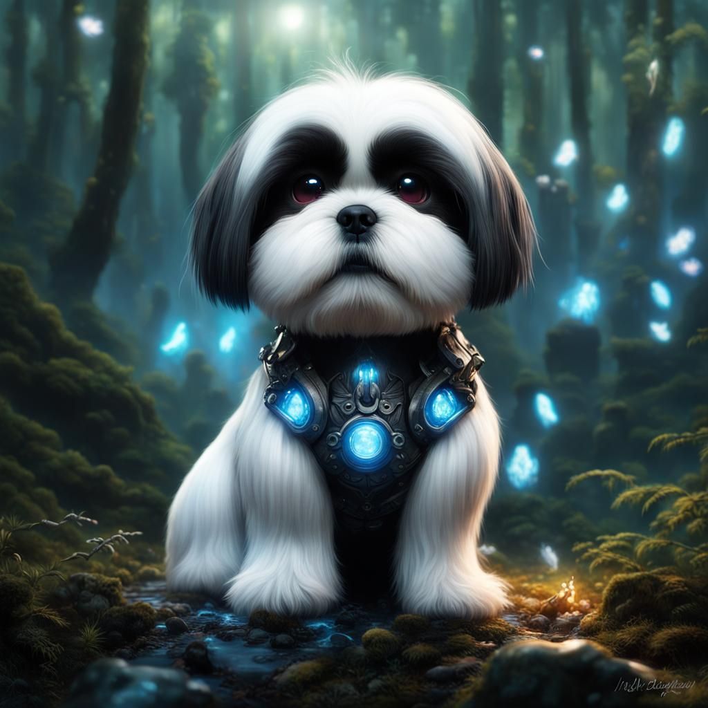 Lhasa Apso in Avatar-Inspired Magical Forest