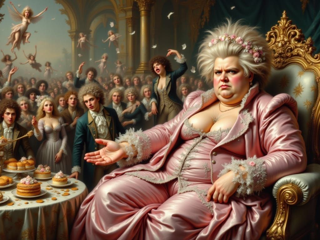 A Golden Age of Excess: Rococo Noblewoman in Opulent Splendo...