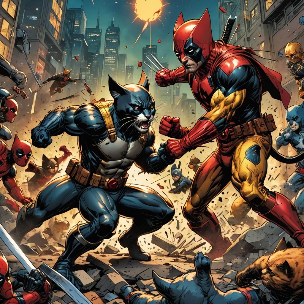 Cats Cosplay as Superheroes in Comic Book Style