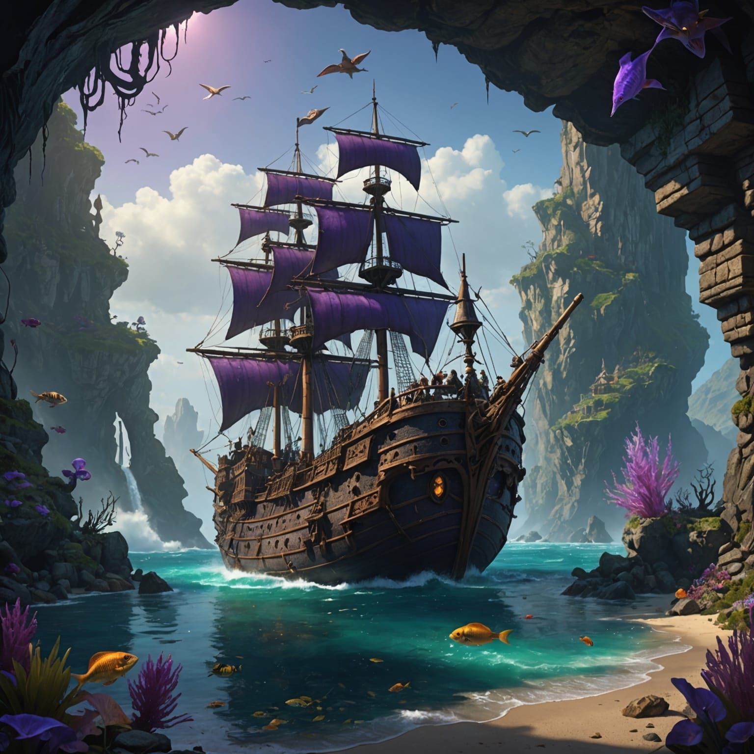 Enchanted Sea Life and Whimsical Creatures in Harmony