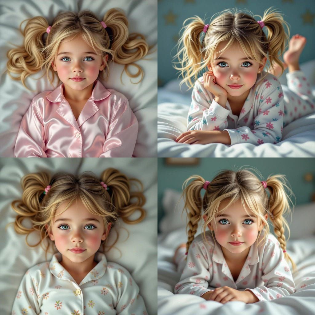 Young Girl in Pajamas, Detailed Concept Art Portrait
