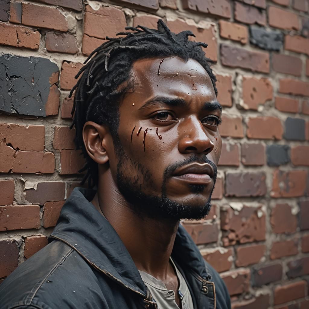 Emotional Portrait of a Man with Tears, Digital Art