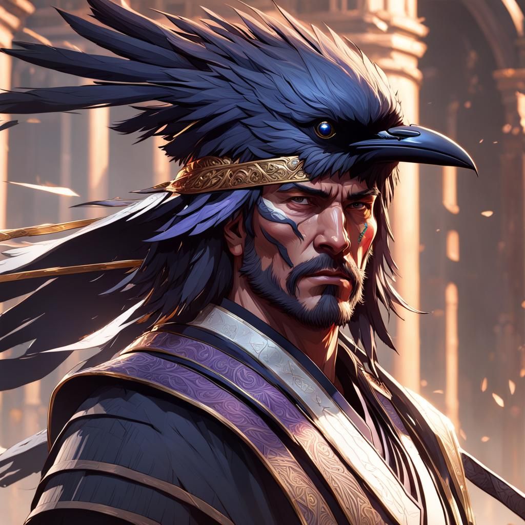 Matt Cauthon Portrait with Naginata and Ravens