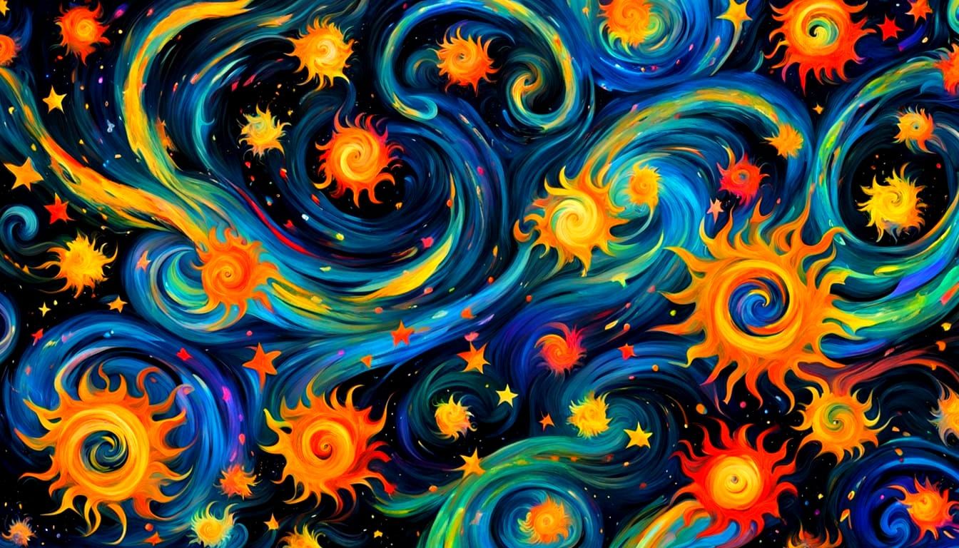 Colorful Stars Swirling in Deep Space Impression