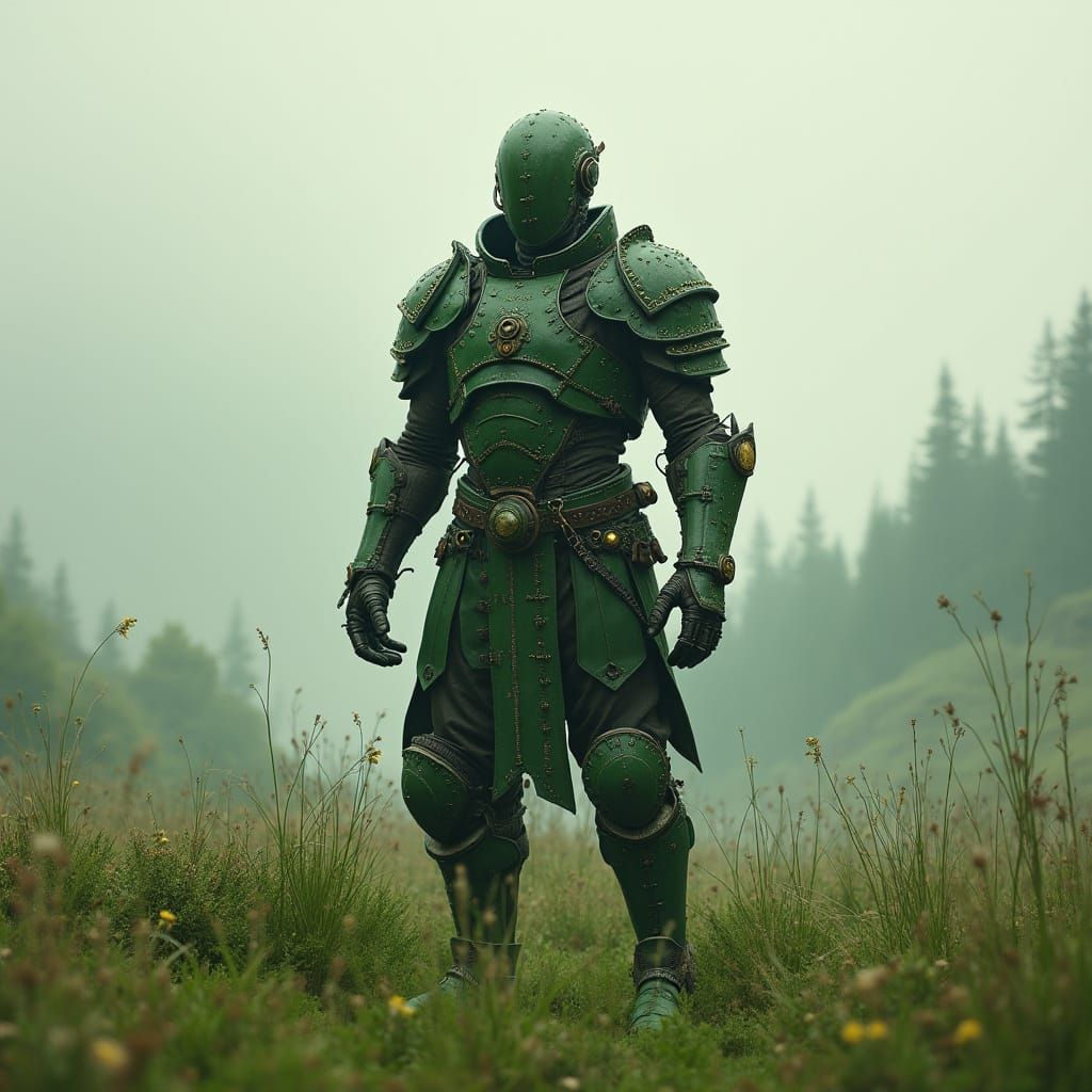 Cybernetic Warrior Blends into Verdant Environment