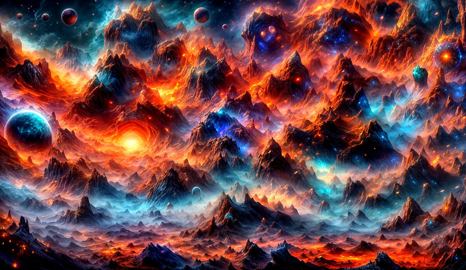 Surreal Portals in Gothic Fantasy Landscape