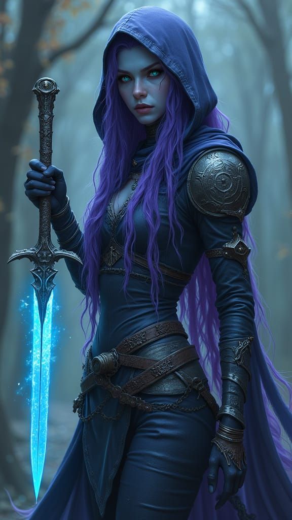 Epic Elf Assassin with Rune Dagger