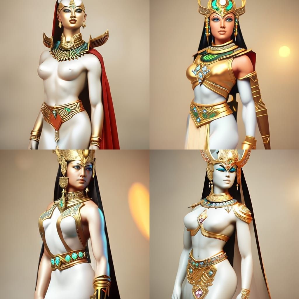 Egyptian Goddess Bastet with Cat Head, Hyperrealistic