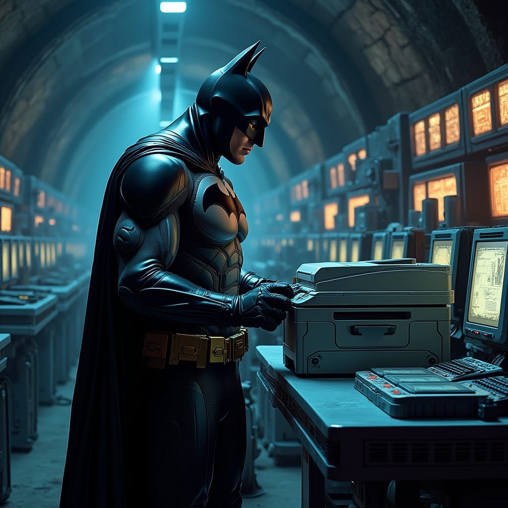Batman Battles Bureaucracy in Dynamic Comic Book Style