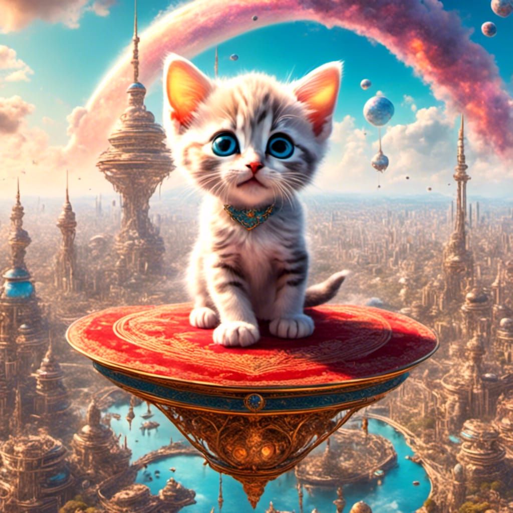 Kawaii Kitten's Magic Carpet Ride