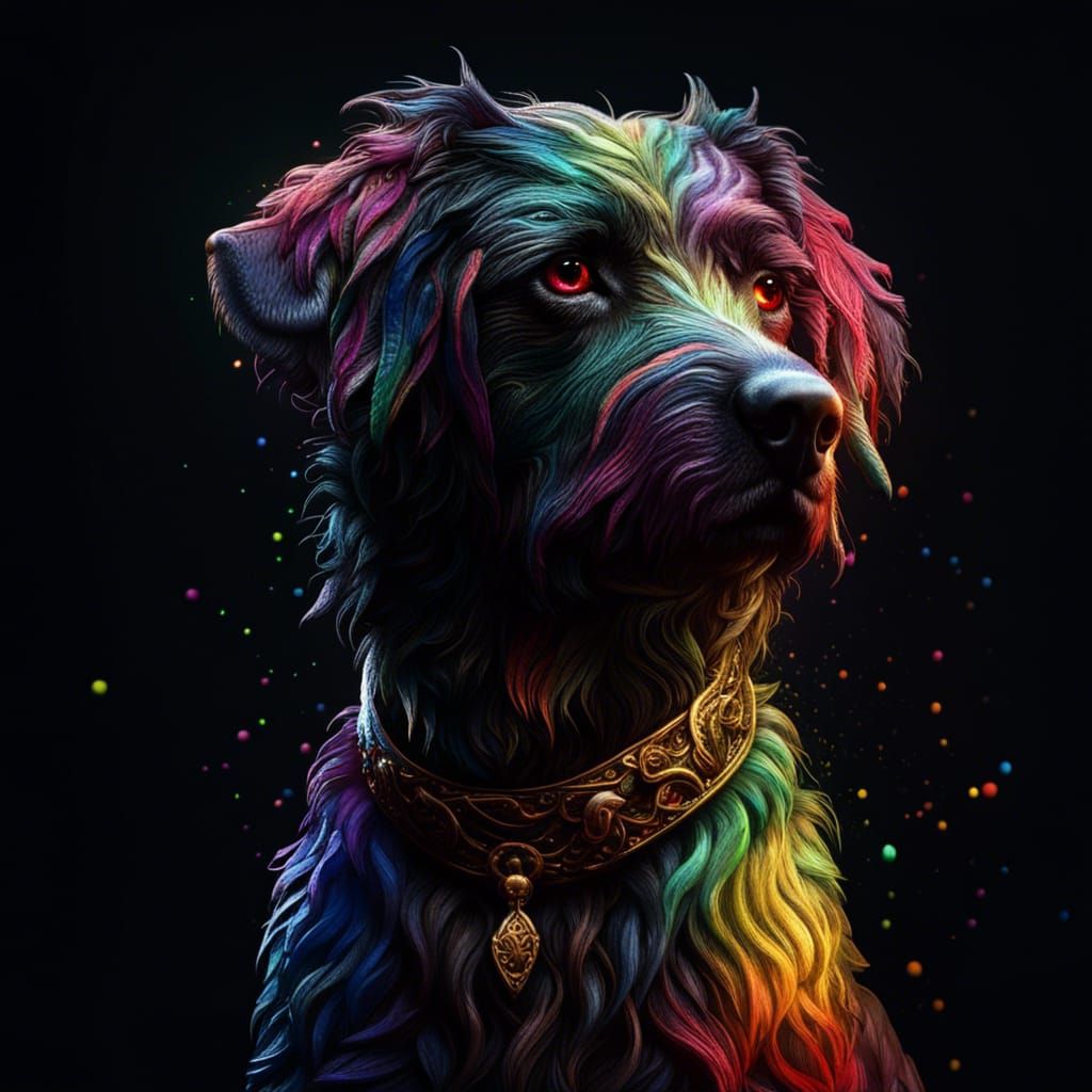 Rainbow Dog: Detailed Matte Painting in Deep Color