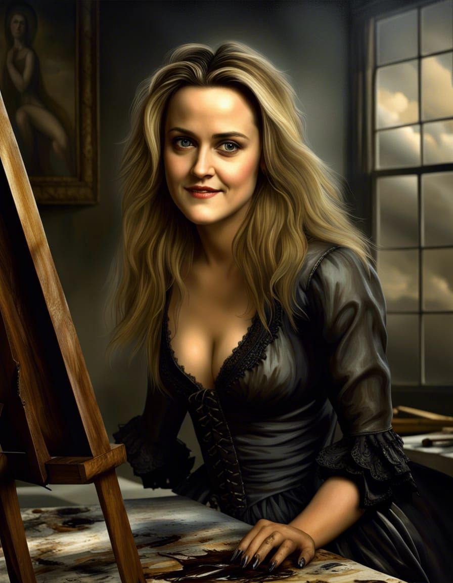 Alicia Silverstone is a gorgeous gothic painter