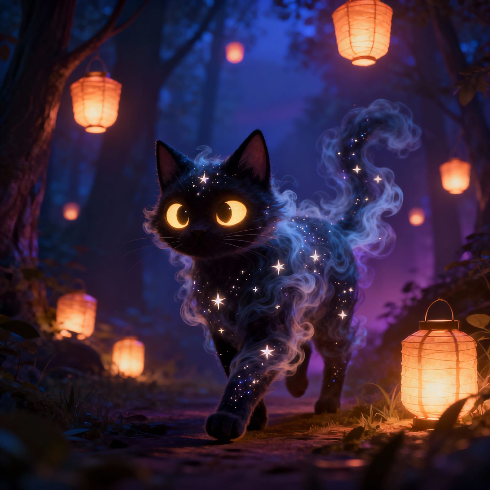Disney Shadow Cat of Mist and Starlight in Twilight Forest
