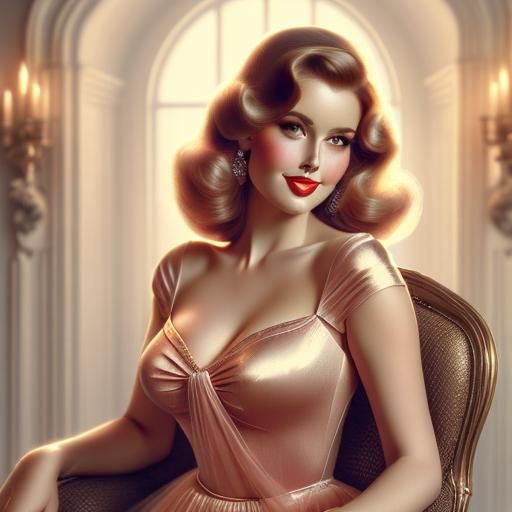 Classic Pin-Up Portrait in Soft Pastel Colors