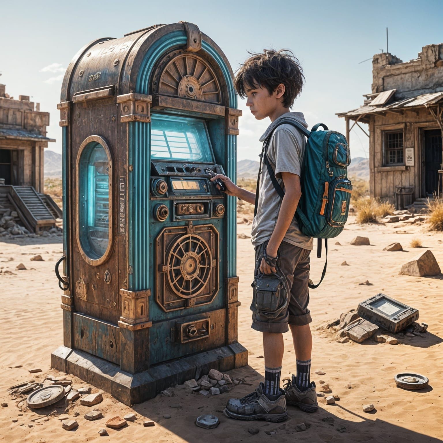 Child's Hope in a Post-Apocalyptic Desert Landscape