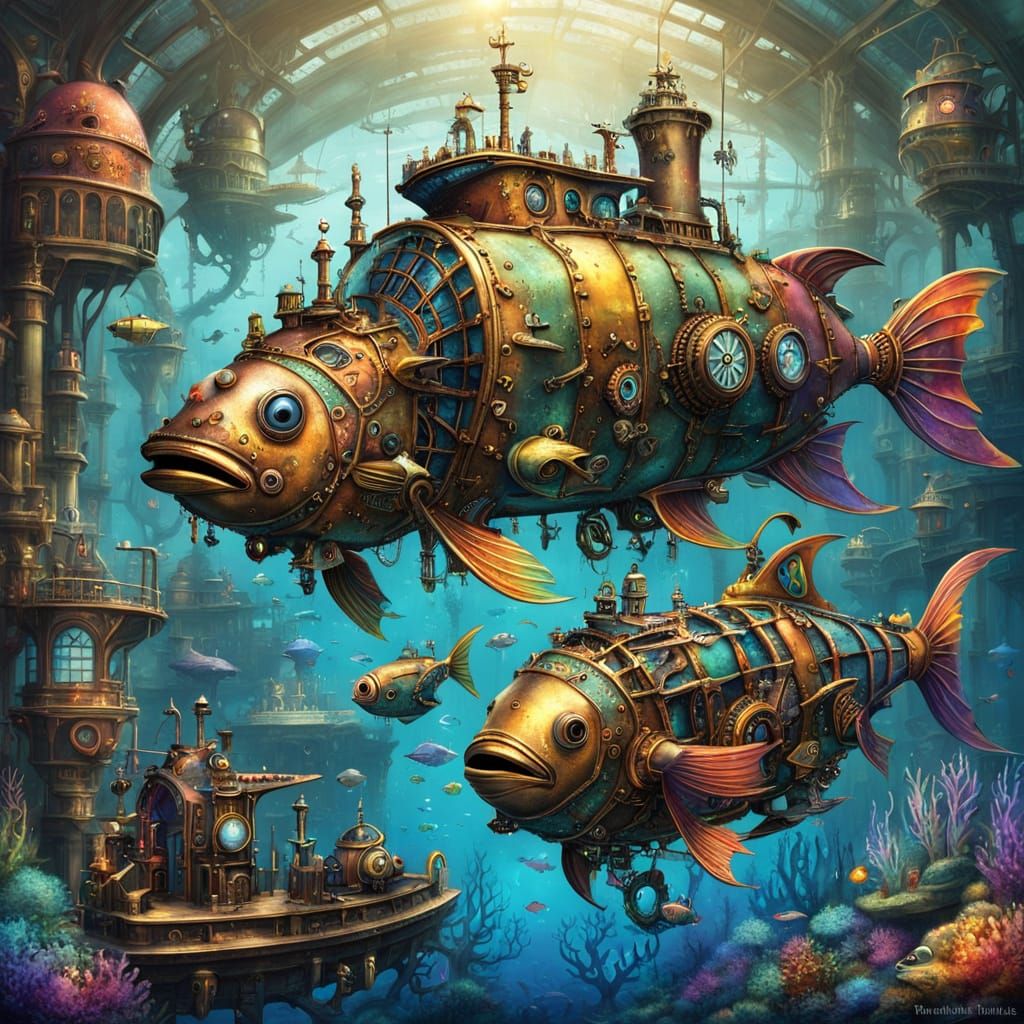 Under the sea, steampunk world