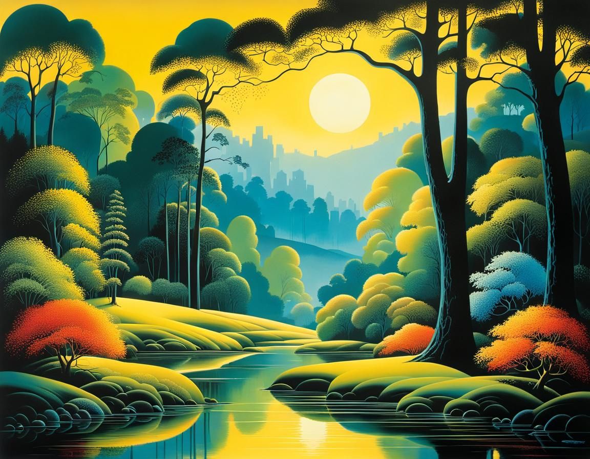 Whimsical Summer Scene in Golden Light