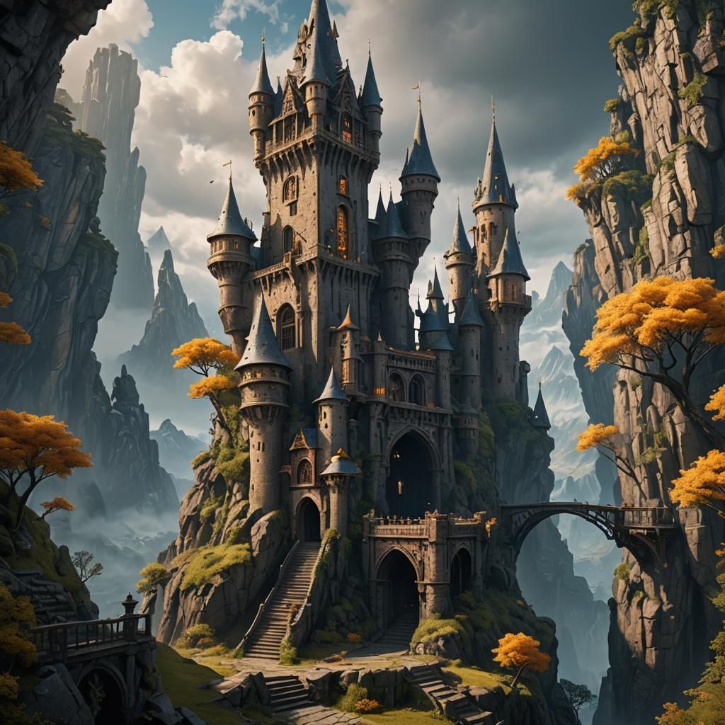 Fantastical Walking Wizard Tower Concept Art