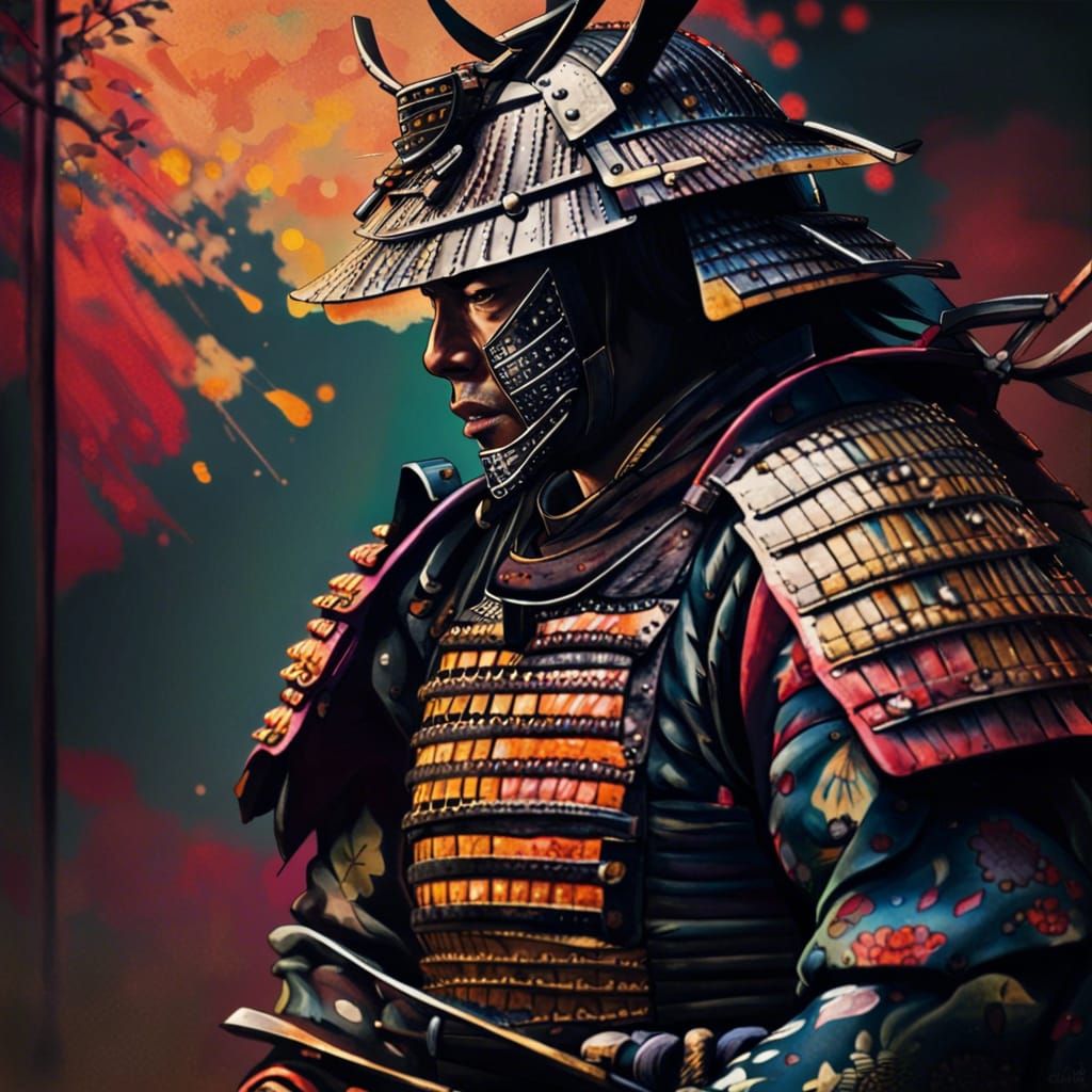 Samurai Victory: Hyperrealistic Japanese Warrior Scene