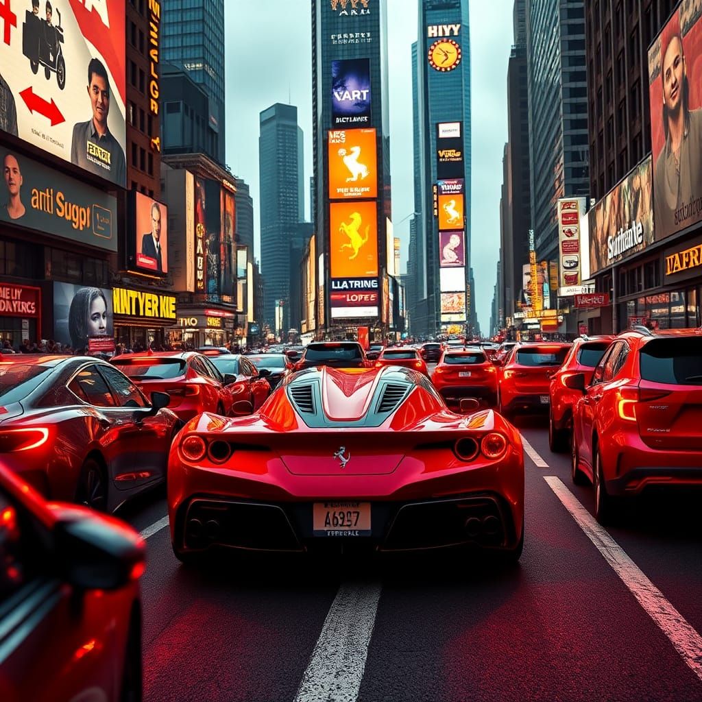 Ferrari SF90 Stradale in Cyberpunk New York Traffic