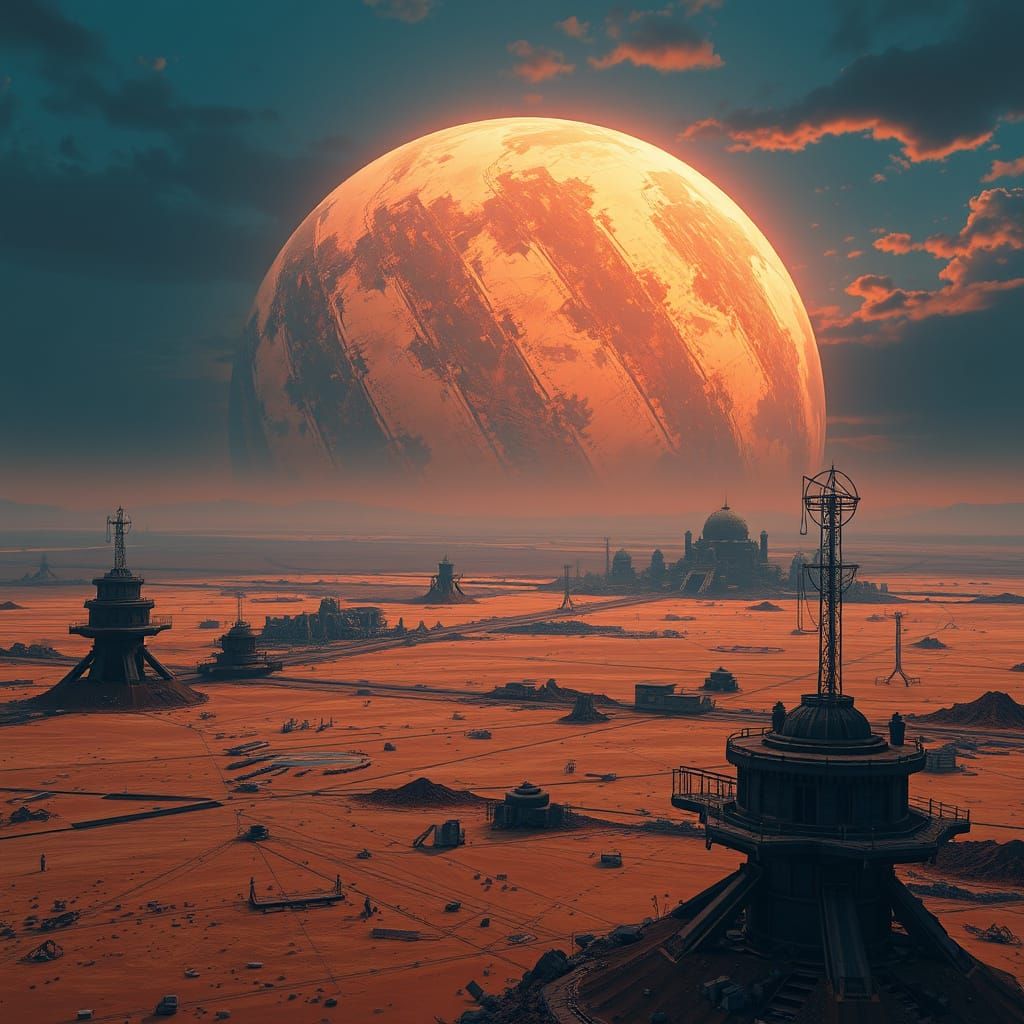 Post-Apocalyptic Earth in a Dystopian Cyberpunk Style