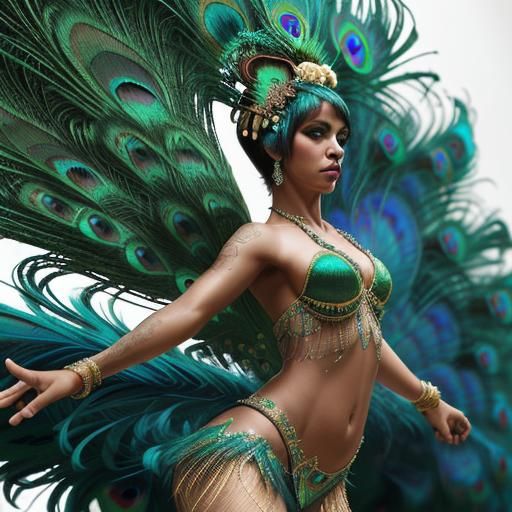 Brazilian Samba Dancer in Peacock Style