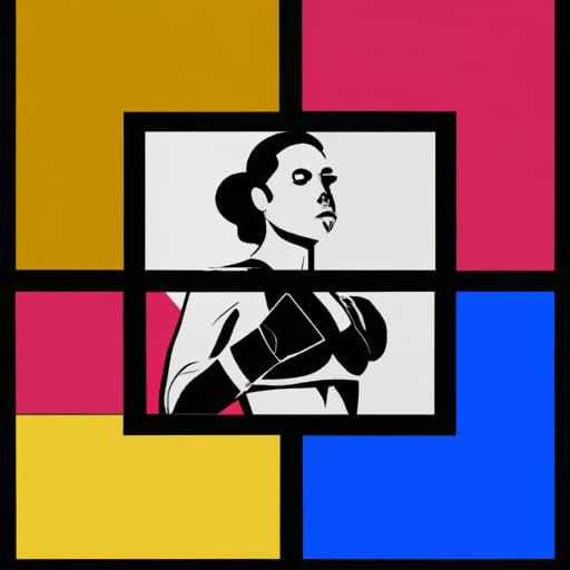 Black Female Boxer in Pop Art Style