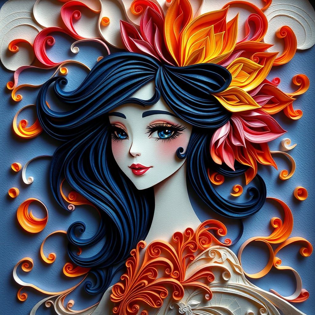 Ethereal Beauty in Whimsical Paper Filigree Style