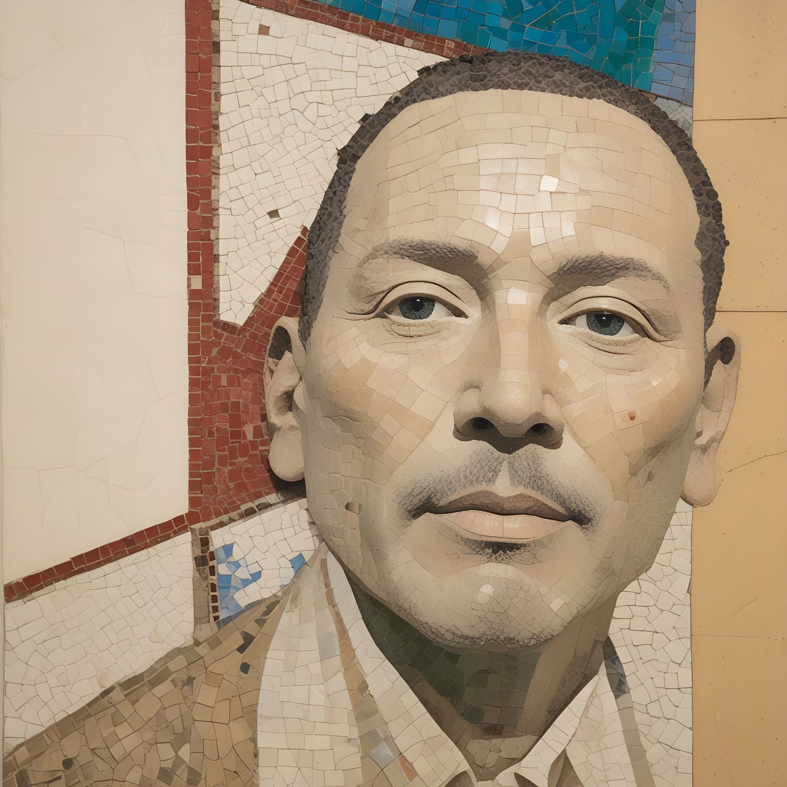 Abstract Mosaic Relief in Ceramic Style