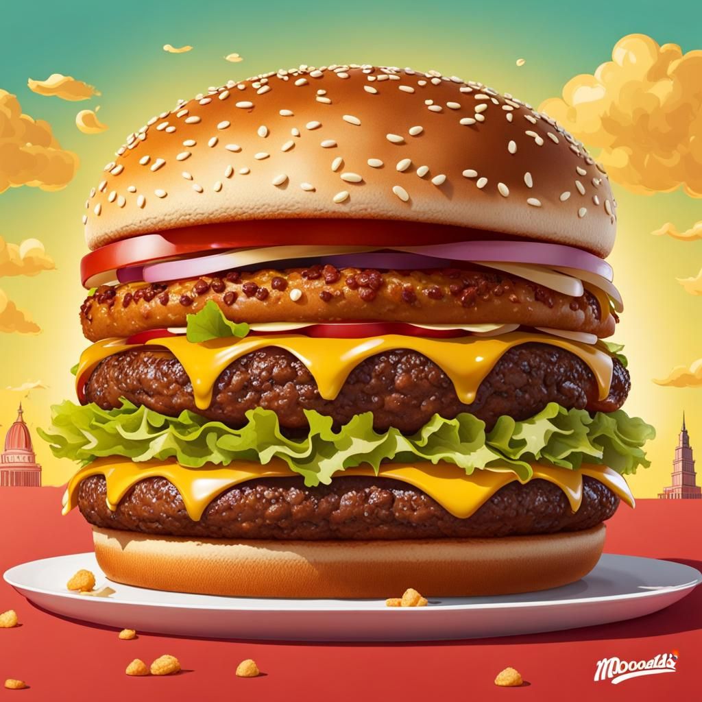 Giant McDonald's Burger Over Tiny People