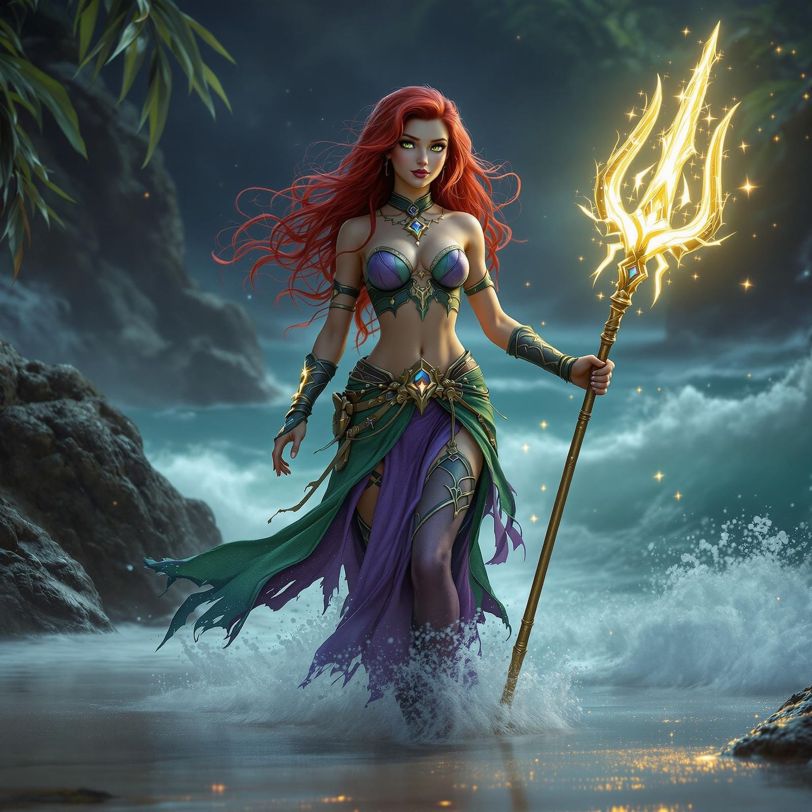 Enchanted Ranger Maiden Surveys Tropical Beach