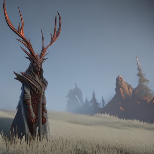 Detailed Wendigo Concept Art in Art Nouveau Style