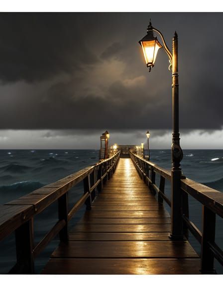 Pier on a stormy night