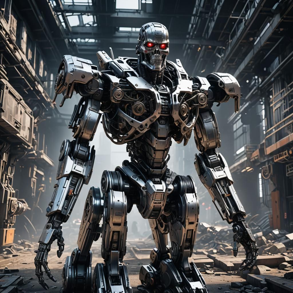 Detailed Terminator Mech Ground-Level Shot