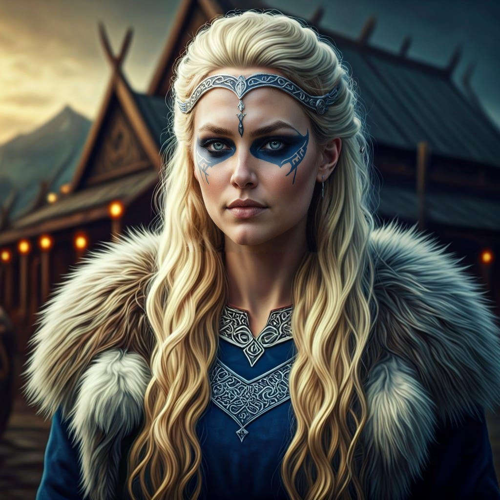 Viking Goddess Snotra in Hyperrealistic Comic Art
