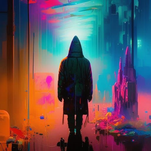 Hooded Alien Portrait in Hyperrealistic Digital Art