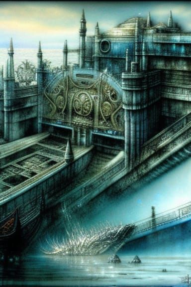 Submerged City in Gothic Fantasy Style