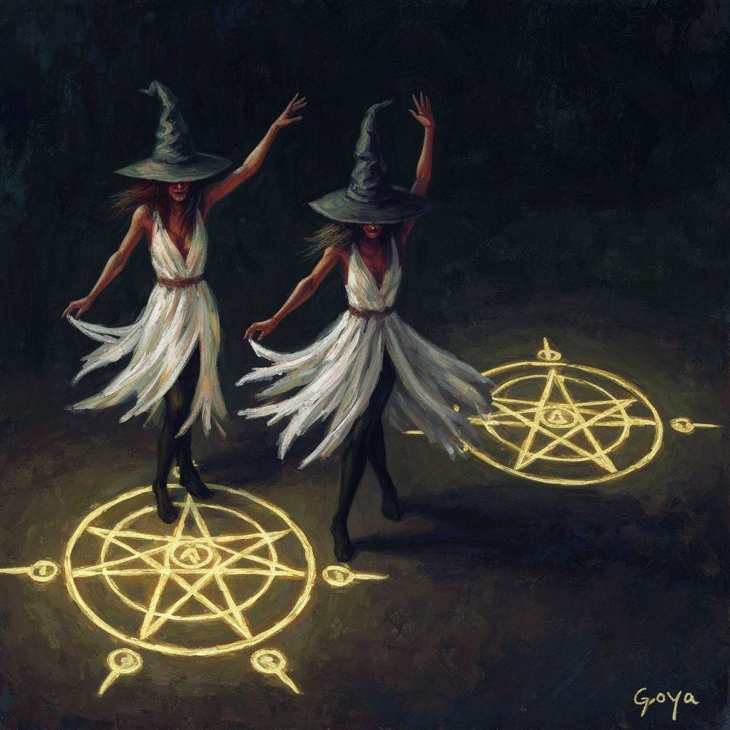 Witches Dancing on Walpurgis Night in Oil Painting Style