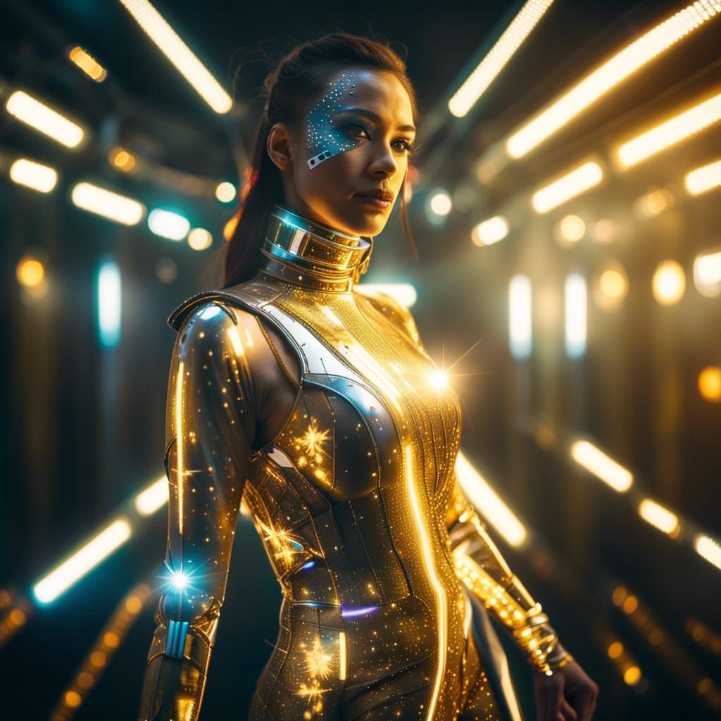 Cyberpunk Woman Portrait with LED Lights