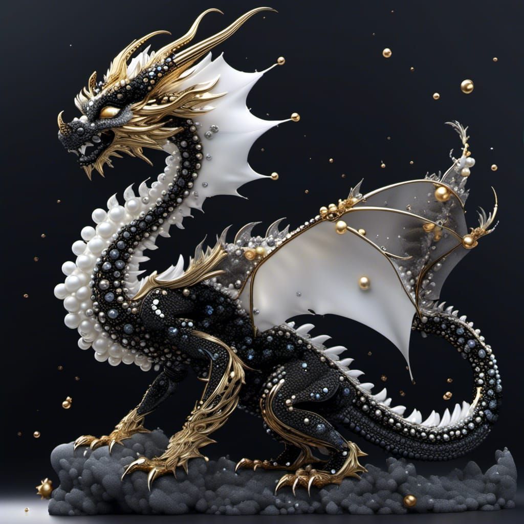 "unique, amazing fractal, beautiful Dragon, she is made of s...
