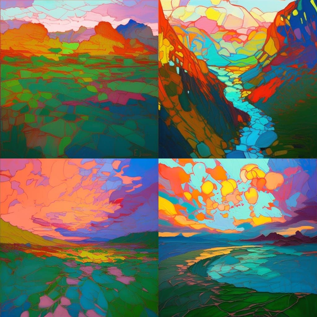 Abstract Landscape Art in Vibrant Impressionist Style