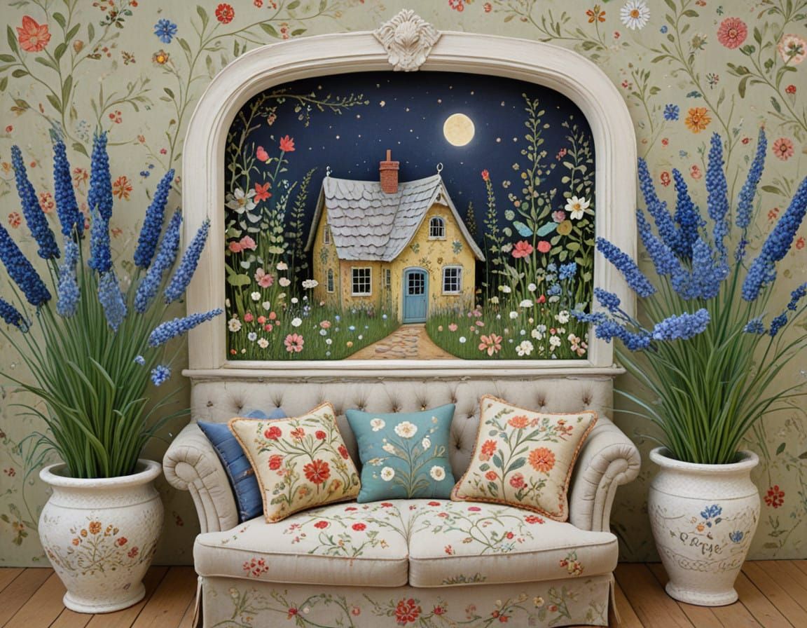 Whimsical Cottage Scene in Intricate Detail